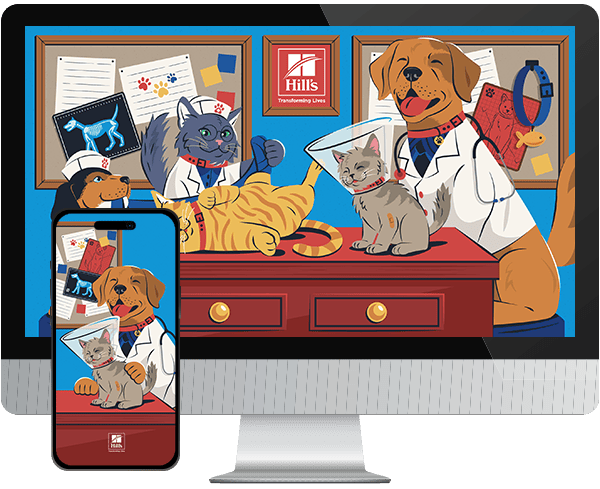 Desktop & mobile example of "A Cheerful Checkup" pet wallpaper for phones