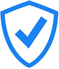 Blue shield with a checkmark inside