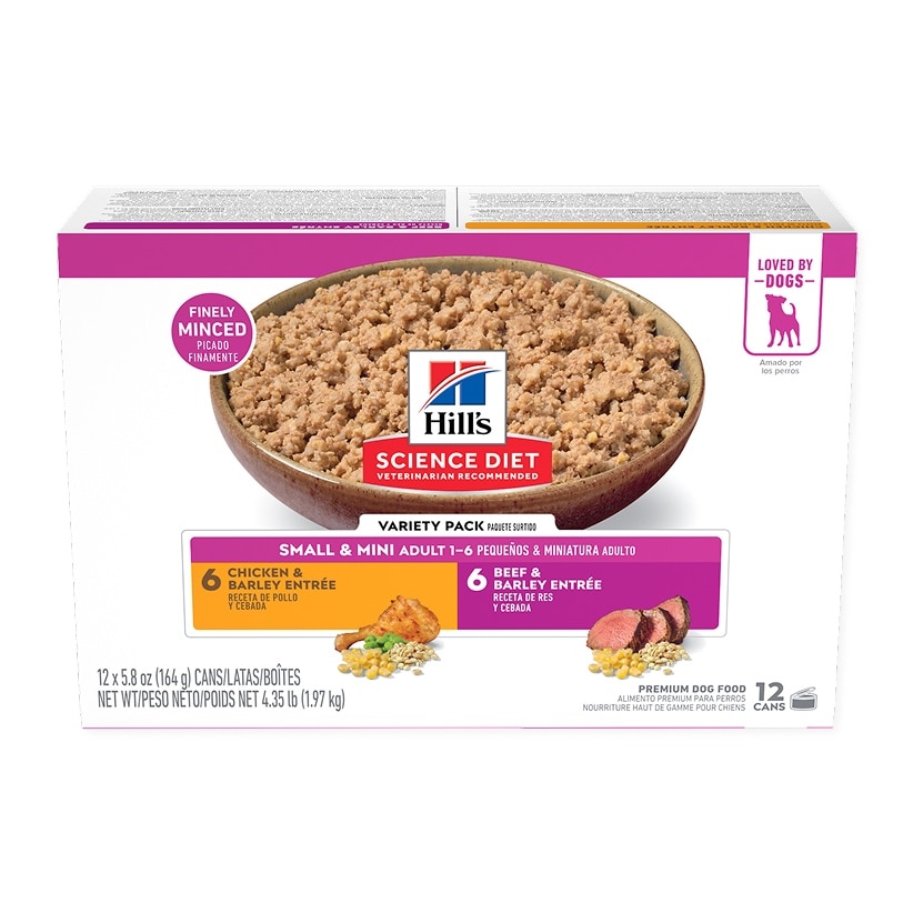 Hill's Science Diet Small & Mini 12-can variety pack packaging